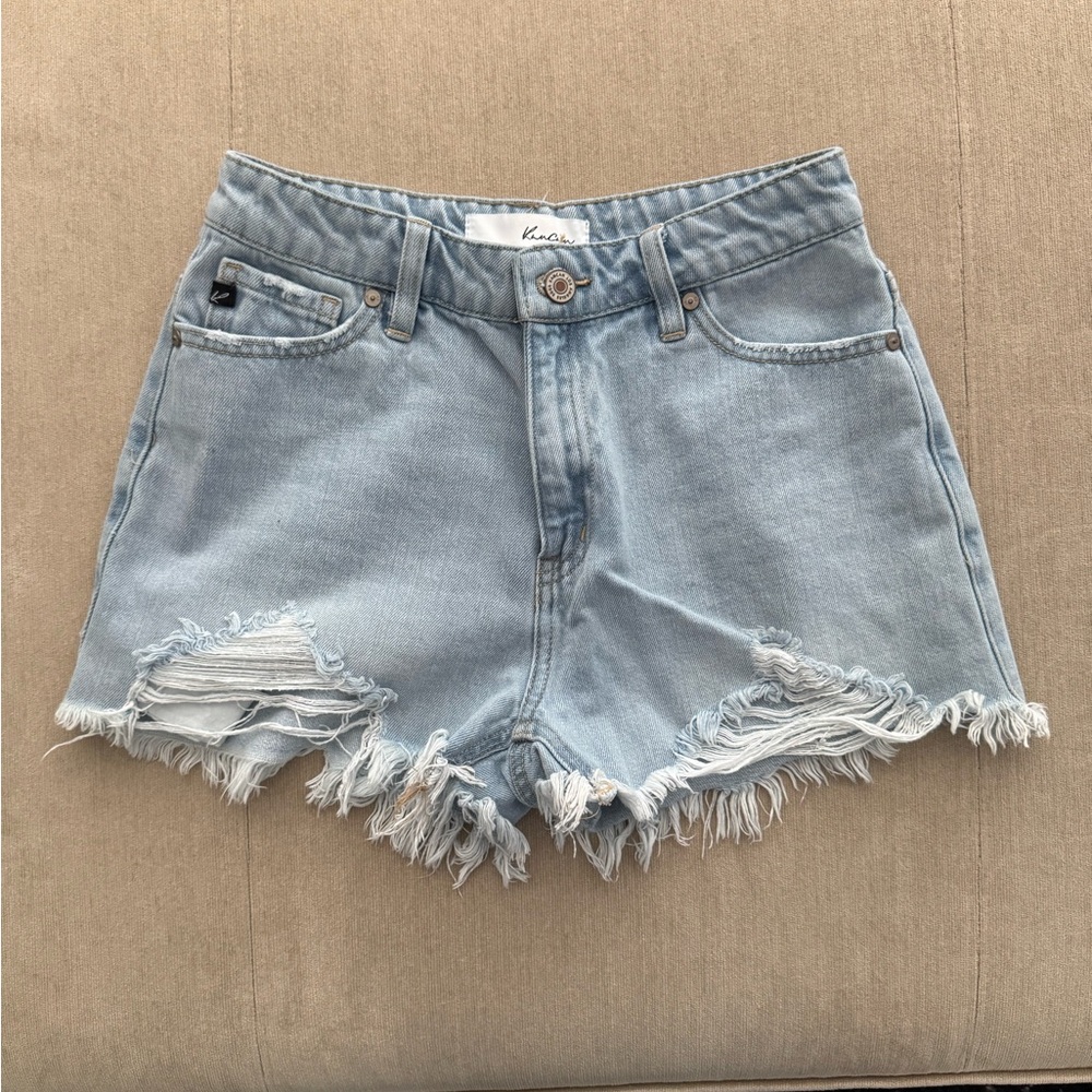 KanCan Blue High-Waisted Jean Shorts